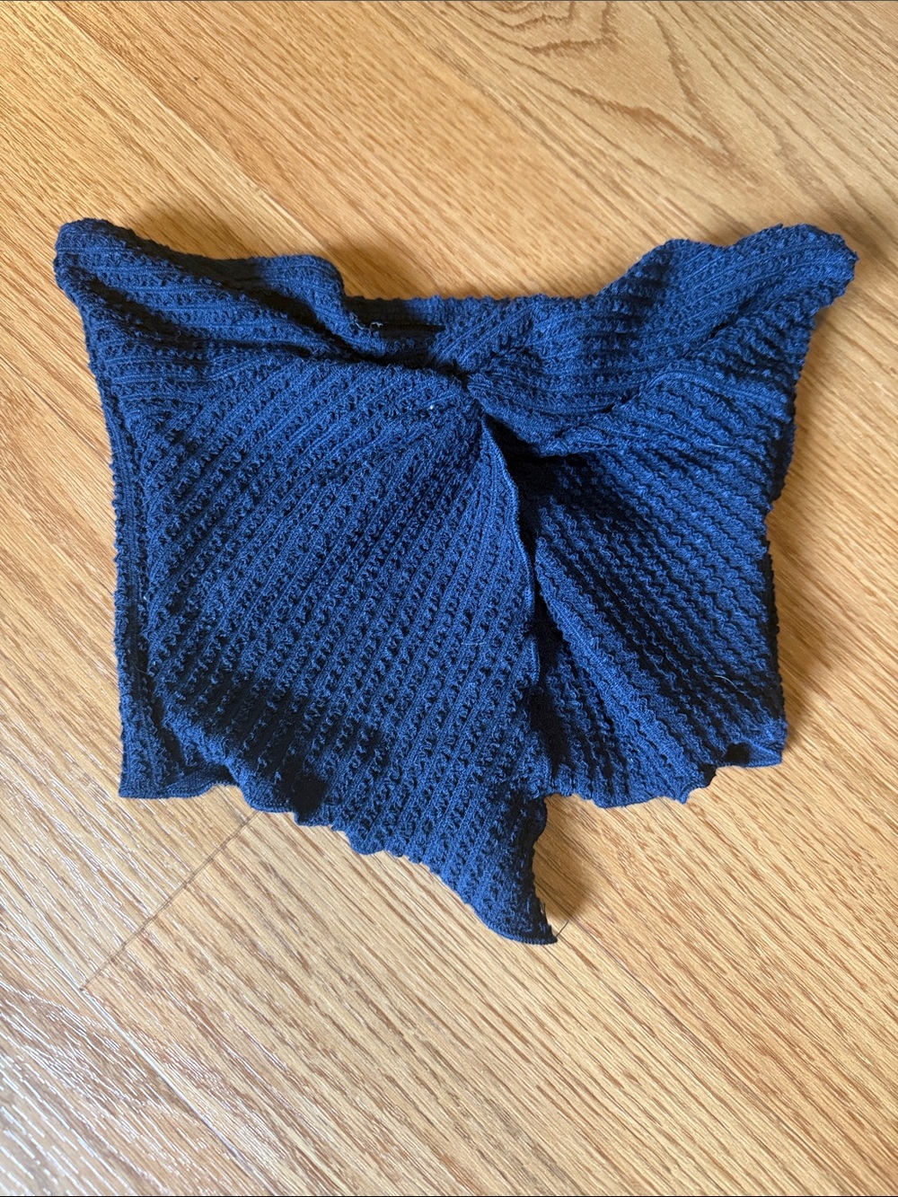 Textured Navy Blue Knit Square tube top